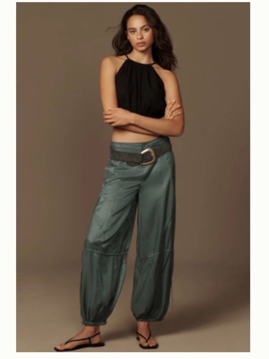 Anthropologie Pants - ANTHROPOLOGIE RUCHED PARACHUTE PANTS  Satin Wide-Leg Pants